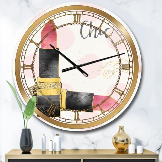 Designart 'Fashion Glam Lipstick Ii Glam Wall Clock
